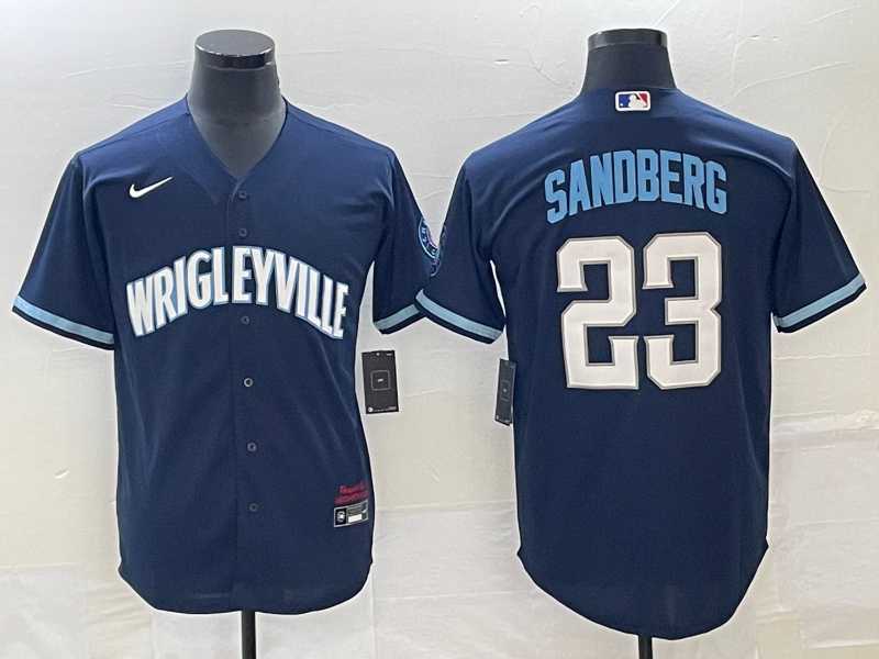 Men%27s Chicago Cubs #23 Ryne Sandberg Navy City Connect Cool Base Stitched Jersey->chicago cubs->MLB Jersey